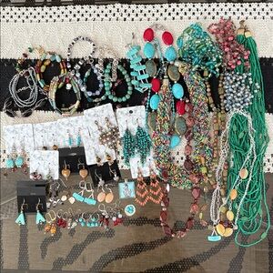 Huge 48 Piece Beaded Jewelry Lot